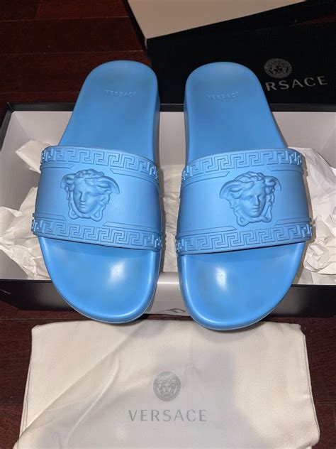 versace jeans slides navy blue|Versace palazzo slides.